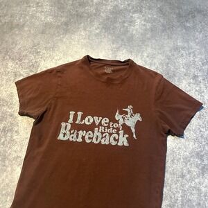 Y2K Funny I Love to Ride Bareback Graphic Tee Shirt Men's Size S